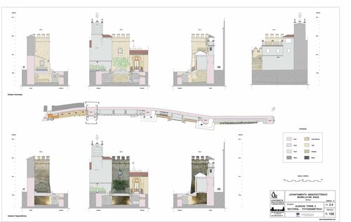 Alzados de la torre 2 de la muralla de la calle del agua de Sevilla