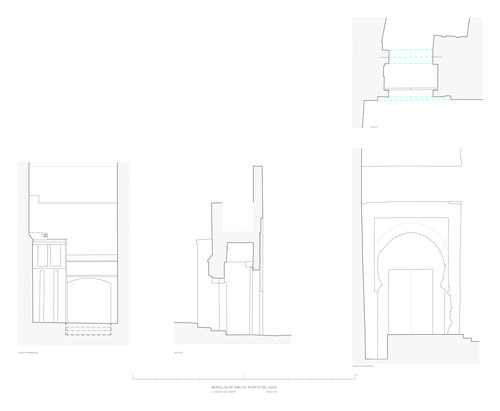 Planta y alzados de la puerta del Agua de Sevilla