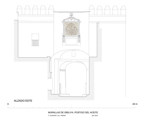 Alzado oeste del postigo del Aceite de la muralla de Sevilla